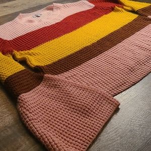 ~Umgee~ Color Block Waffle Knit Light Sweater M